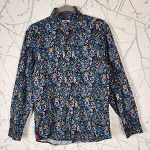 Jermyn & Bond Blue Floral Printed 100% Cotton Button Front Shirt